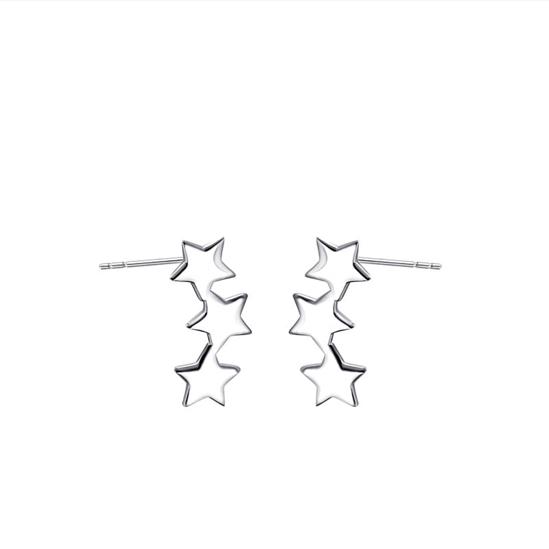 Genius Basic Law Zhang Zifeng the same earrings female Lin Daixi Tong Silver Silver Three Star Ears Spot Image 3
