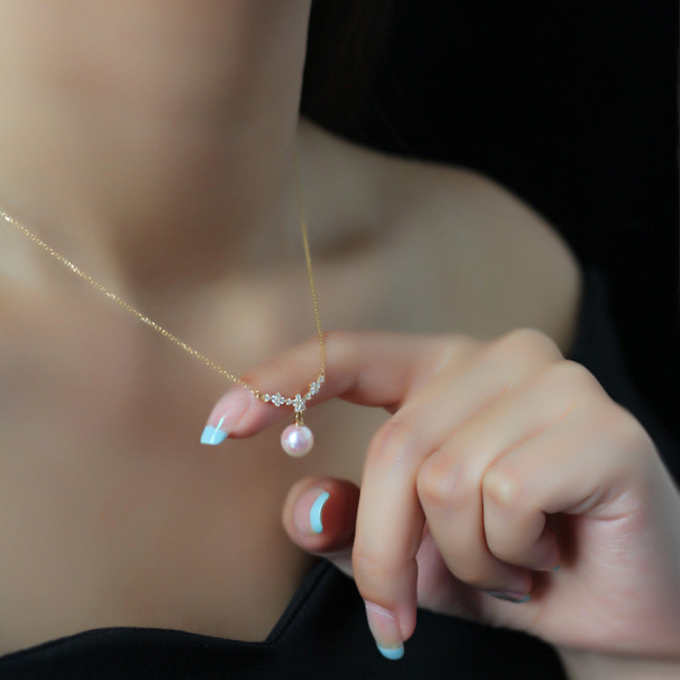 Silver -plated 18K Golden Sakura Pearl Necklace Womens Advanced Feelings Gentle Colle of Fleece EBAY hot -selling Image 2