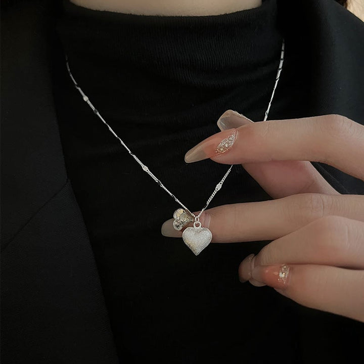 S925 Silver Silver Sweet Rita Love Necklace Clean Clasm Clavility Classed Cold Wind Design Image 3