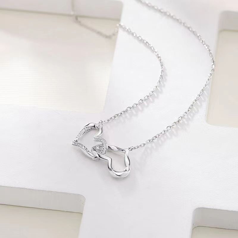 S999 sterling silver newly connected necklace female pendant design sense fashion light luxury clavicle chain Image 1