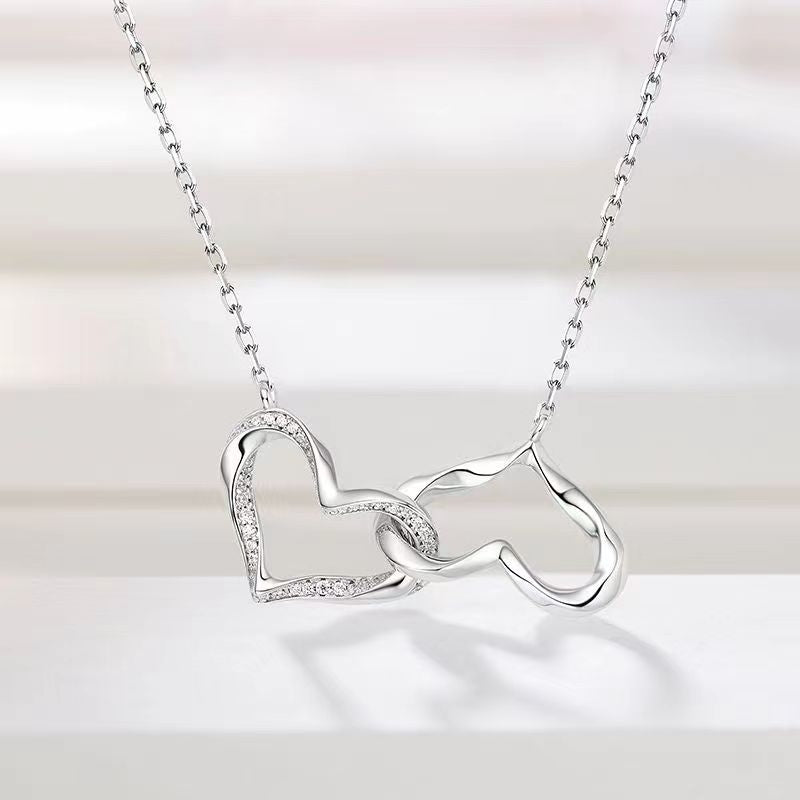 S999 sterling silver newly connected necklace female pendant design sense fashion light luxury clavicle chain Image 2