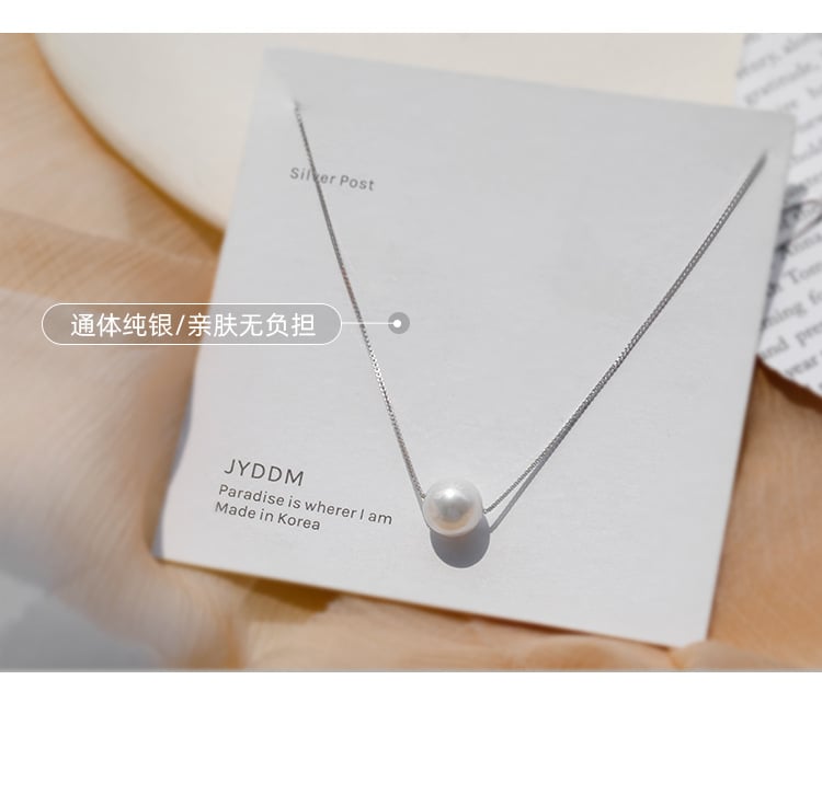 S925 sterling silver necklace womens single mother shell pearl pendant accessories sweet short Korean light luxury clay Image 2
