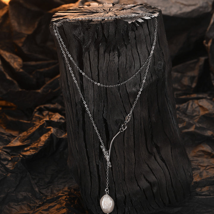 Branch necklace S925 pure silver Baroque freshwater pearl female LNS short clavicle chain Image 3