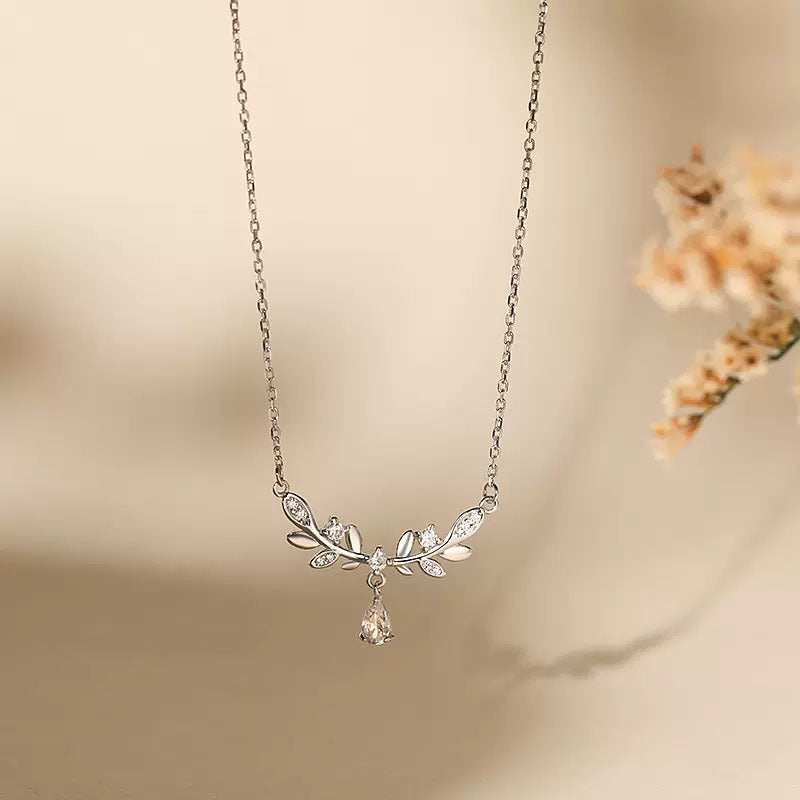 Silver wheat ears necklace female light luxury niche sweater chain  tide pendant advanced design sensor clavicle chain Image 3