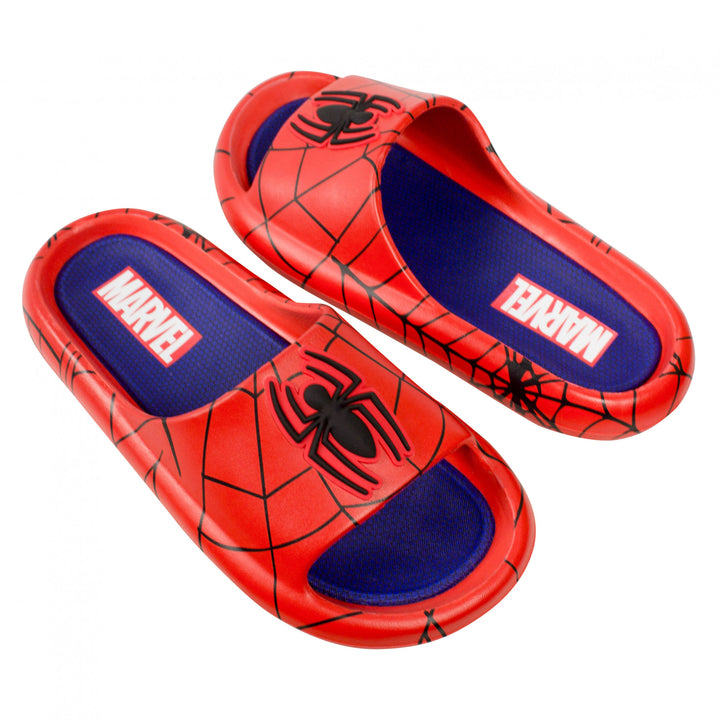 Spider-Man Webbed Logo Mens Cloud Comfort Foam Slide Sandals Image 1