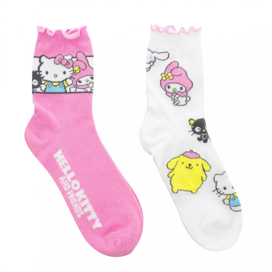 Hello Kitty and Friends Sanrio Womens Ribbed Lettuce Socks 2-Pack Image 1