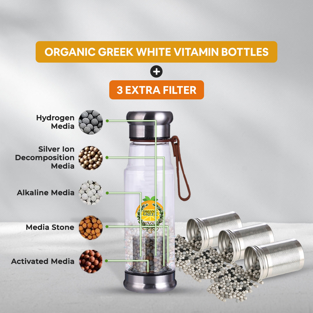 Organic Greek White Vitamin Bottles + 3 Extra Filter Image 1