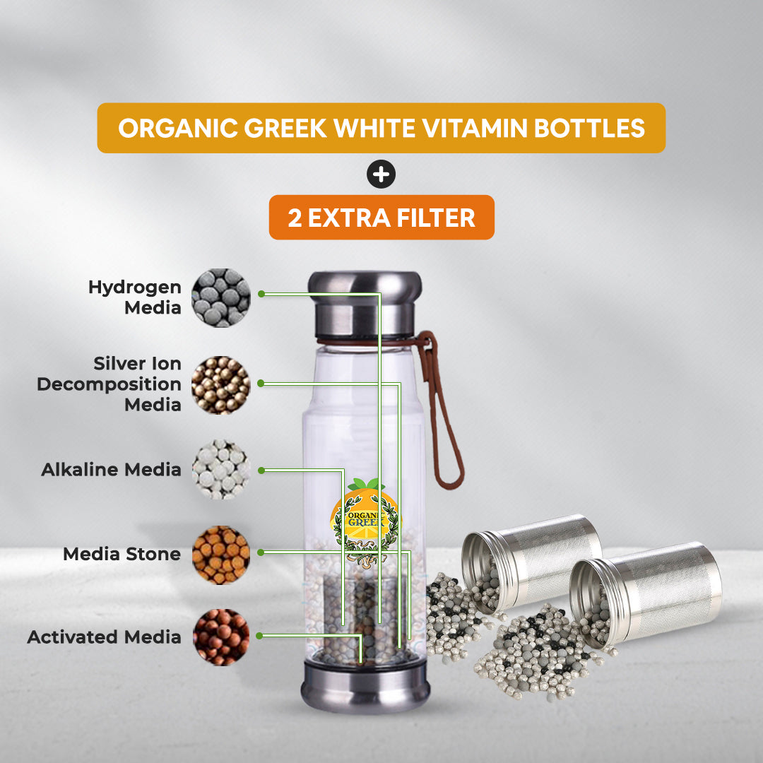 Organic Greek White Vitamin Bottles + 2 Extra Filter Image 1