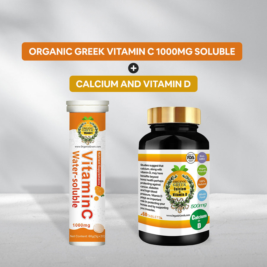 Organic Greek Vitamin C 1000mg Soluble + Calcium And Vitamin D Image 1