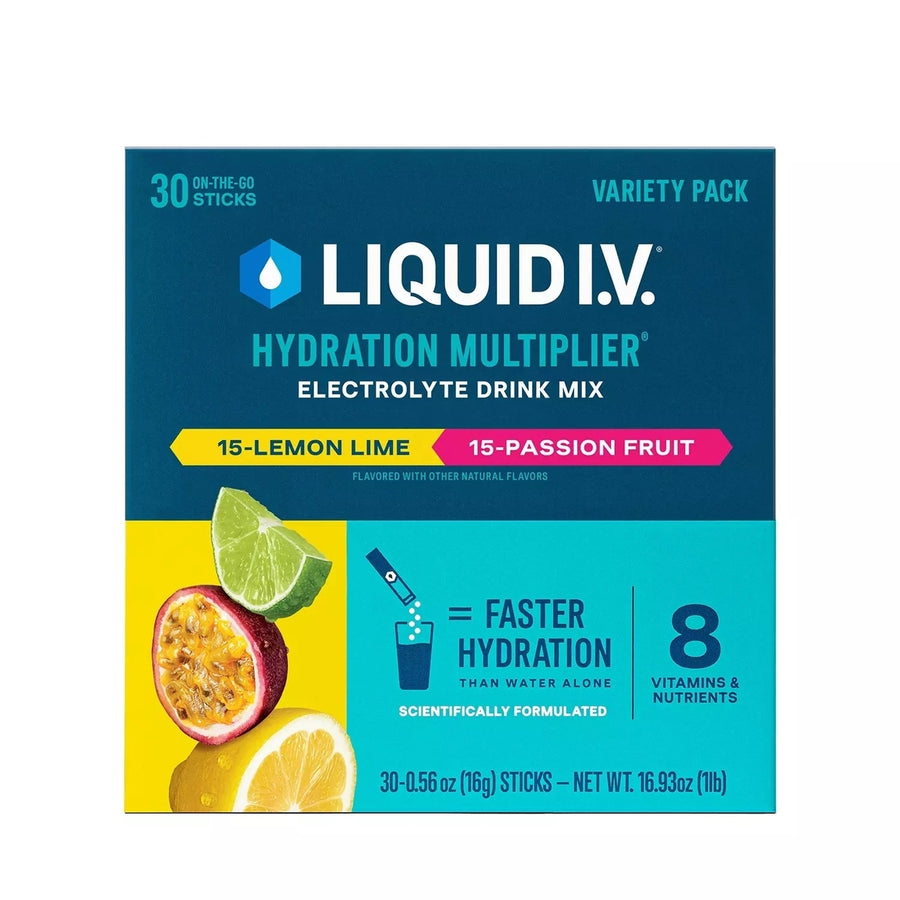 Liquid I.V. Hydration Multiplier Variety Pack Lemon Lime and Passion Fruit 30 Ct Image 1