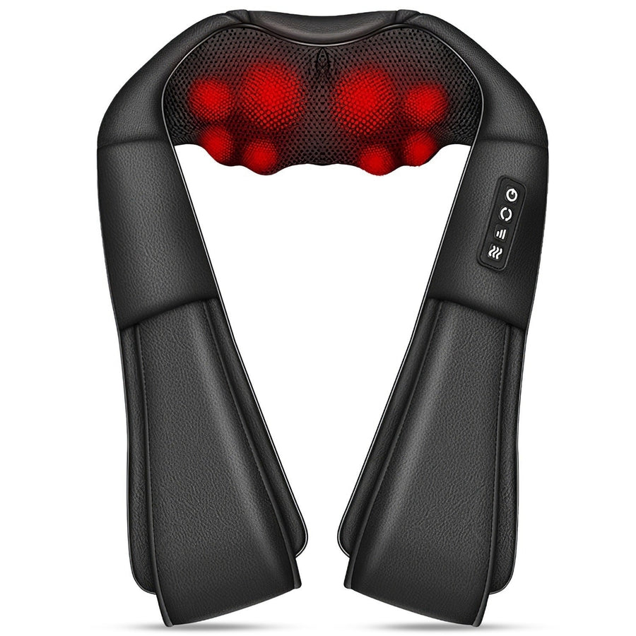 Electric Neck And Back Massager with Infrared Light Heating 3 Intensity Levels Deep Kneading 3D Shiatsu Massage Pillow Image 1