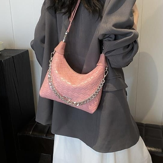 Knitted small bag womens light luxury texture chain handbag fashionable and versatile commuting shoulder crossbody bag Image 2