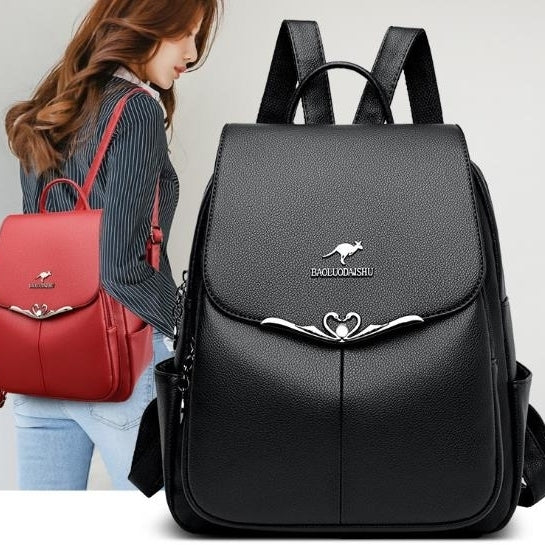 womens bag high-end and fashionable soft leather womens backpack large capacity genuine leather simple middle-aged Image 1