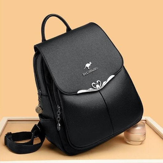 womens bag high-end and fashionable soft leather womens backpack large capacity genuine leather simple middle-aged Image 2