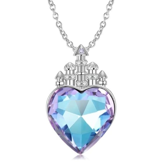 Purple Light Love Castle Necklace S925 Pure Silver Pendant with European and American Fashion Style Image 2