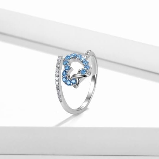 Blue Infinite Love S925 Pure Silver Open Ring with a Unique Design for Womens Versatile Ring Image 2