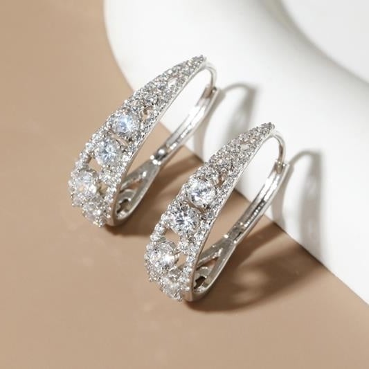 925 sterling silver zircon sparkling earrings niche summer light luxury versatile temperament accessory womens high Image 1