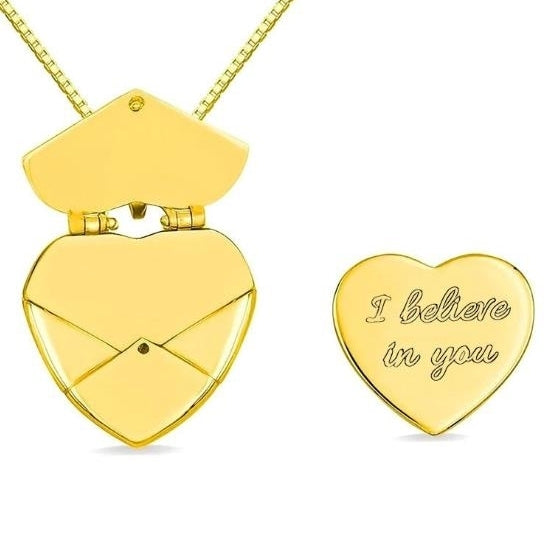 18k gold heart-shaped openable necklace simple collarbone chain commemorative pendant necklace Image 1