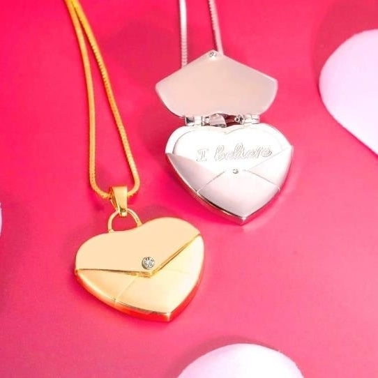 18k gold heart-shaped openable necklace simple collarbone chain commemorative pendant necklace Image 2