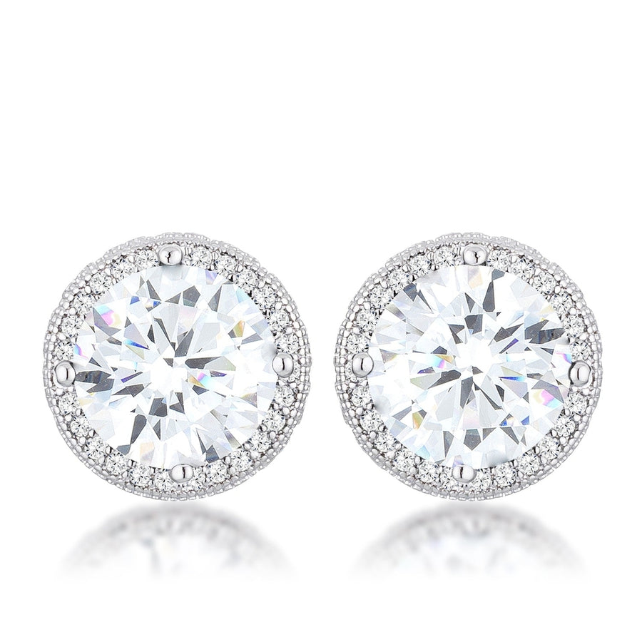 Dg Silver Delights 5.84 Ct Rhodium Clear CZ Round Halo Earrings Image 1