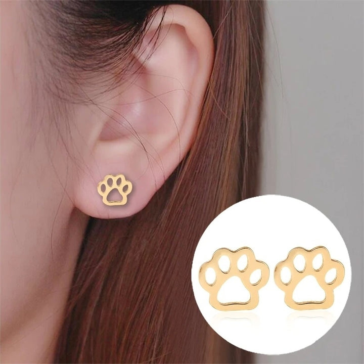 Cat Dog Paw Print Fashion Stud Earrings Image 1