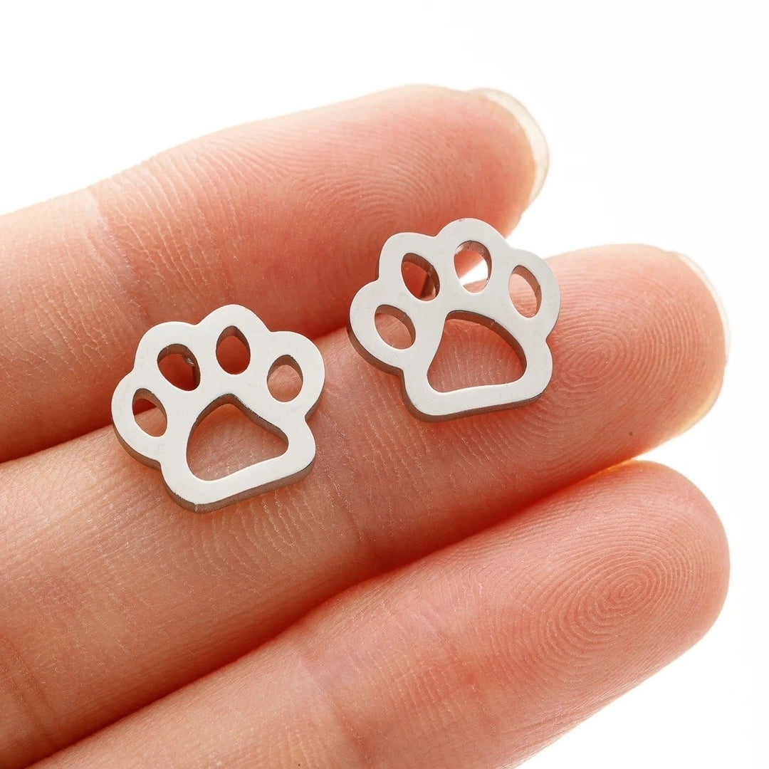 Cat Dog Paw Print Fashion Stud Earrings Image 1