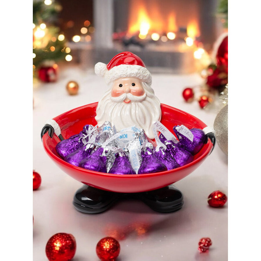 Ceramic Santa Claus Candy Bowl 6in Holiday Decor Home Office Kitchen Image 1