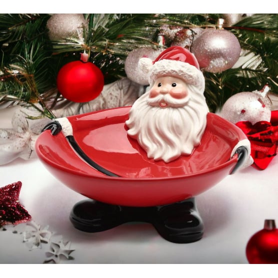 Ceramic Santa Claus Candy Bowl 6in Holiday Decor Home Office Kitchen Image 2