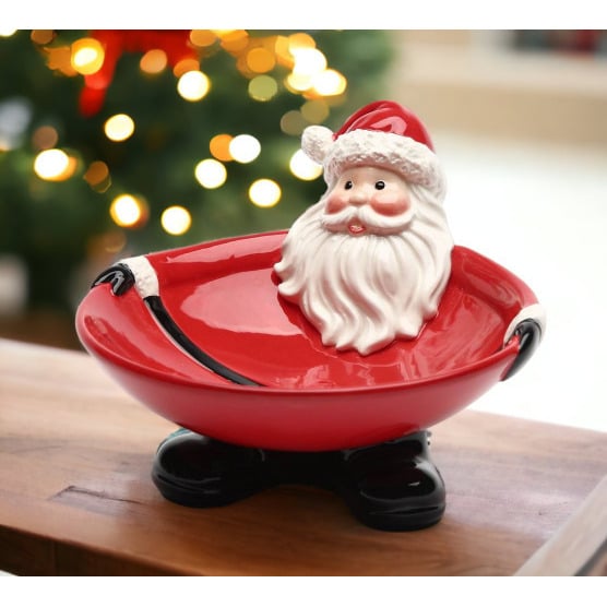 Ceramic Santa Claus Candy Bowl 6in Holiday Decor Home Office Kitchen Image 3