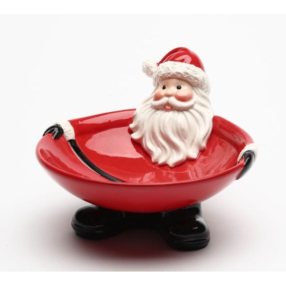 Ceramic Santa Claus Candy Bowl 6in Holiday Decor Home Office Kitchen Image 4