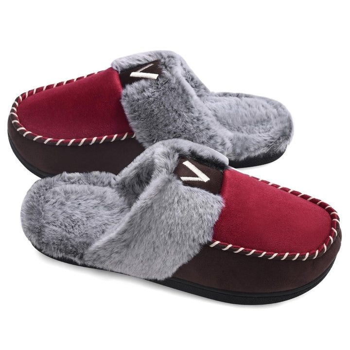 VONMAY Womens Memory Foam Slippers Moccasin Slip-on Scuff House Shoes Fuzzy Faux faux Indoor Outdoor Image 1