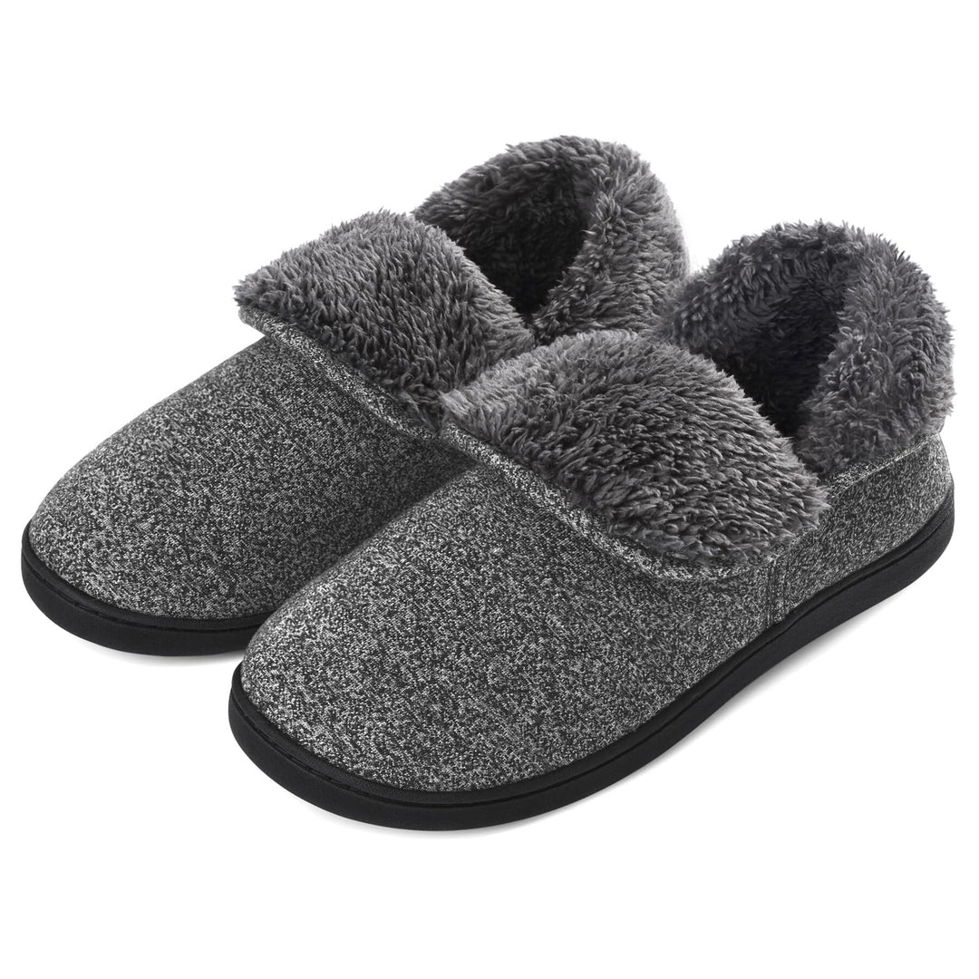 Mens Memory Foam Fuzzy Slippers Boots Indoor Outdoor Warm Comfort Non-Slip TPR Image 1