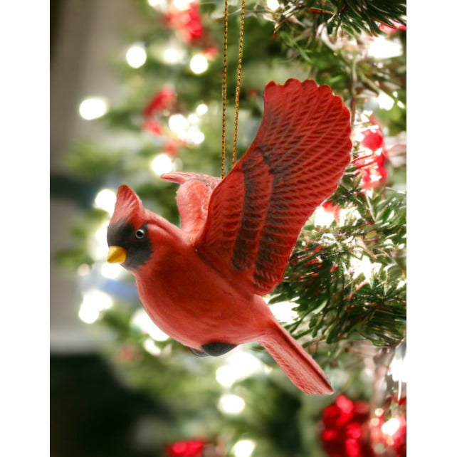 Ceramic Cardinal Bird Ornament 3.25 inches Vintage Image 1