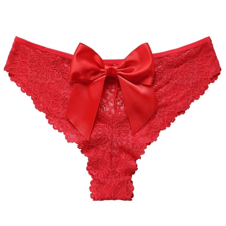 Women Fashion Amazing Lingerie G String Lace Underwear Femal Bow Thong Female Low-waist Transparent Lingerie Image 4