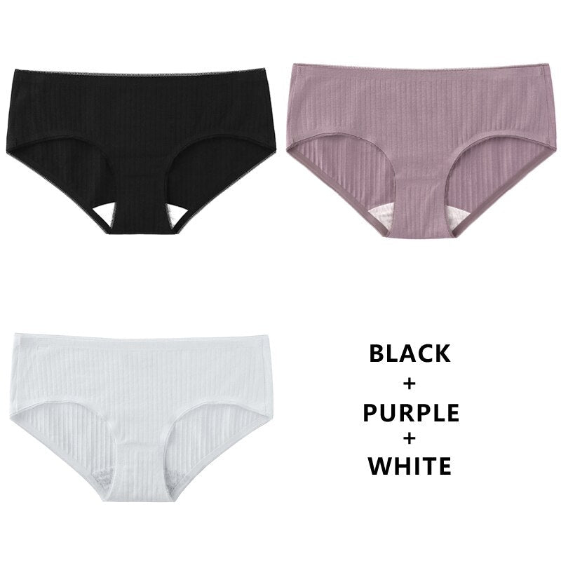 Women Fashion 3PCS/Set Panties Underwear Seamless Plus Size Briefs Low-Rise Soft Panty Underpants Female Lingerie Image 1