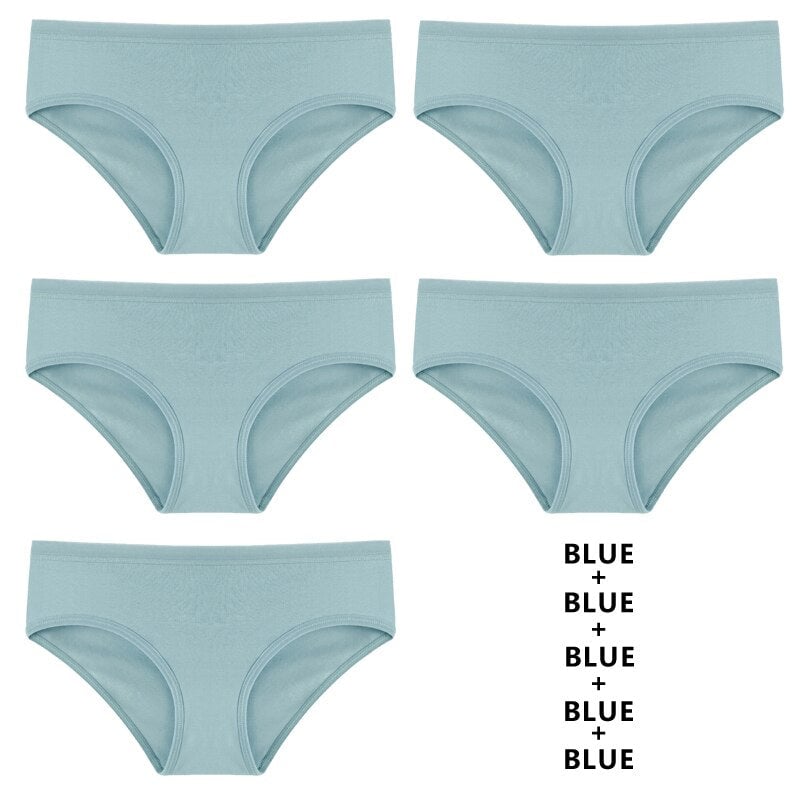 Women Fashion 5PCS Set Panties Cotton Underwear Solid Color Briefs Girls Low-Rise Soft Panty Underpants Female Lingerie Image 1