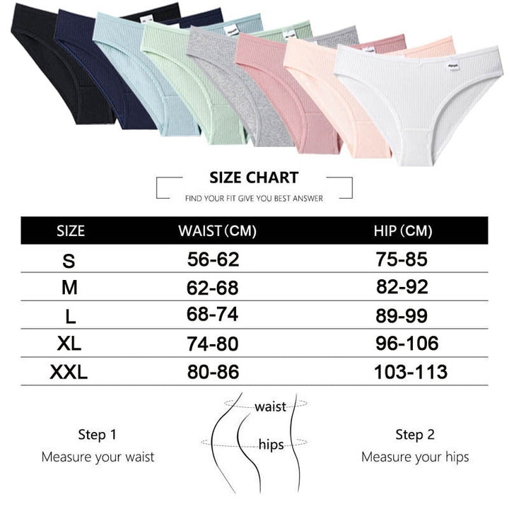 Women Fashion 3PCS/Set Panties Striped Underwear Solid Color Briefs Low-Rise Soft Panty Underpants Female Lingerie Image 3