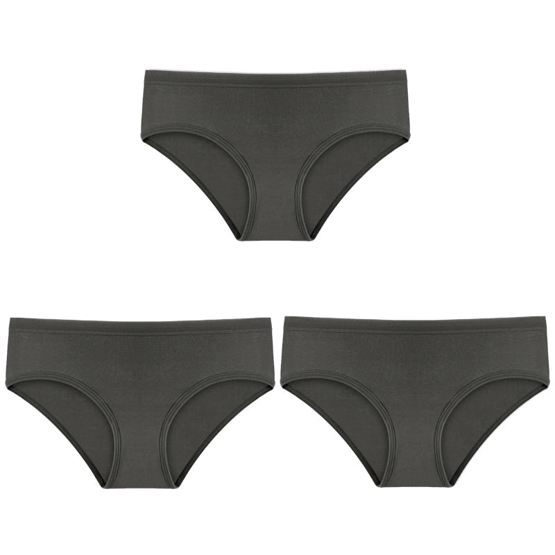 Women Fashion 3PCS/Set Panties Underwear Solid Color Briefs Low-Rise Soft Panty Underpants Female Lingerie Image 1