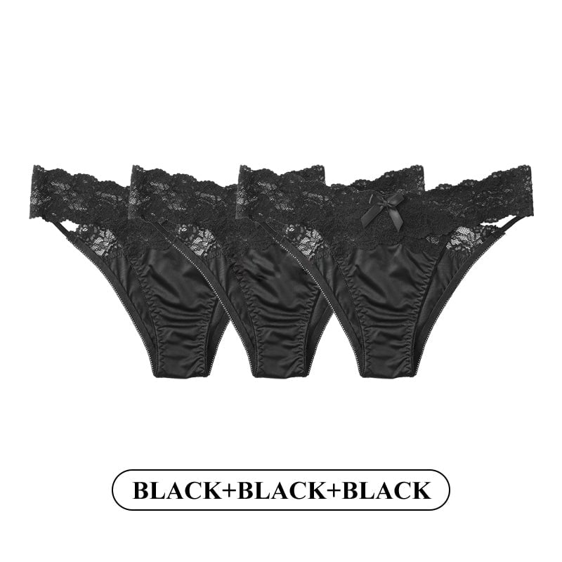 Women Fashion 3Pcs/Lot Lace Panties Low-waist Underwear Female G String Thong Lingerie Temptation Hollow Out Intimates Image 1