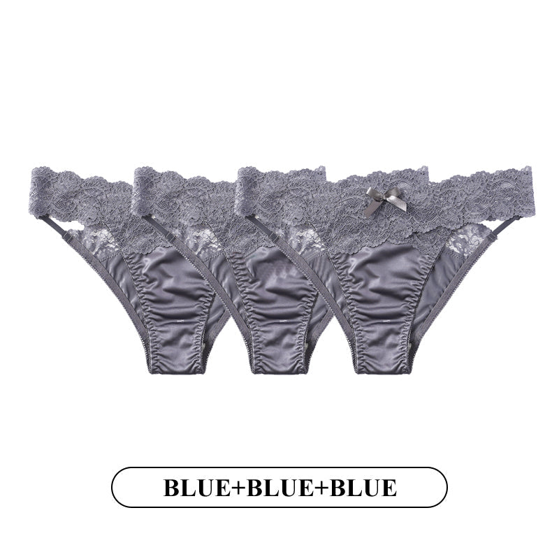 Women Fashion 3Pcs/Lot Lace Panties Low-waist Underwear Female G String Thong Lingerie Temptation Hollow Out Intimates Image 1