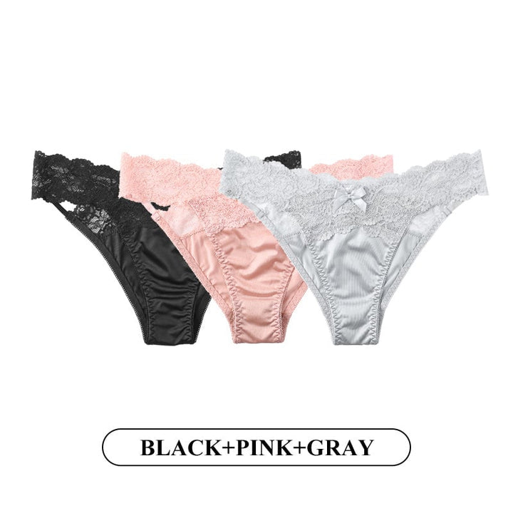 Women Fashion 3Pcs/Lot Lace Panties Low-waist Underwear Female G String Thong Lingerie Temptation Hollow Out Intimates Image 1