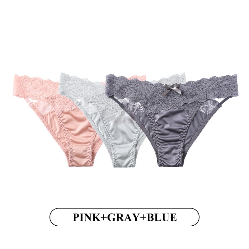 Women Fashion 3Pcs/Lot Lace Panties Low-waist Underwear Female G String Thong Lingerie Temptation Hollow Out Intimates Image 1