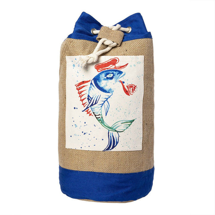 Captain Fish Jute Fabric Bag Image 1