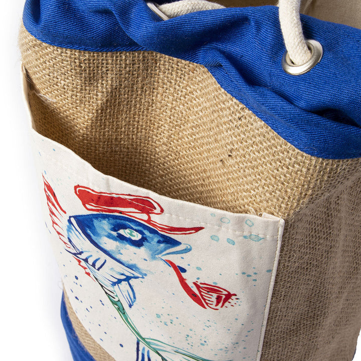 Captain Fish Jute Fabric Bag Image 4