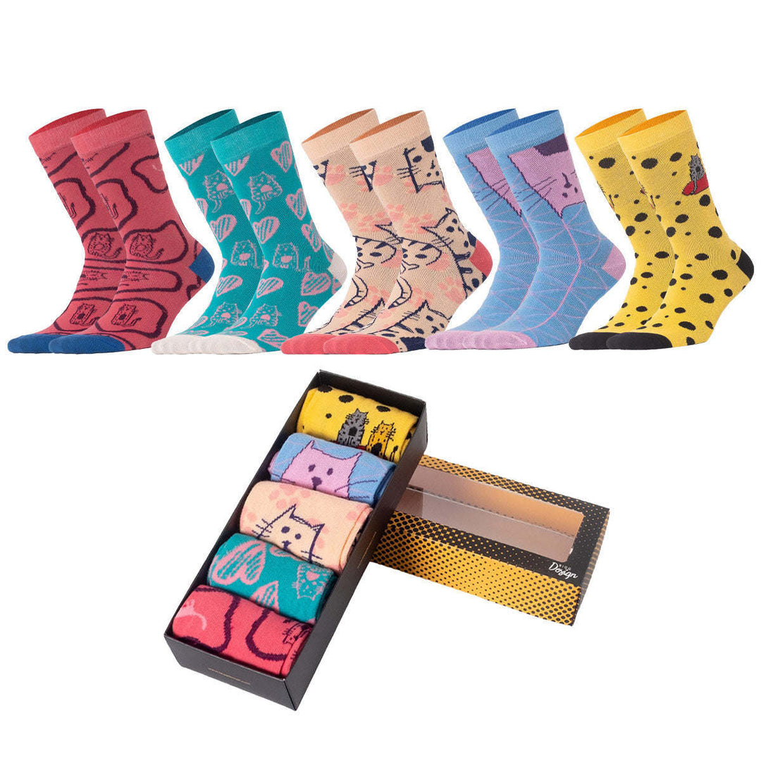 Cats 5 Pcs Women Socket Socks Image 3