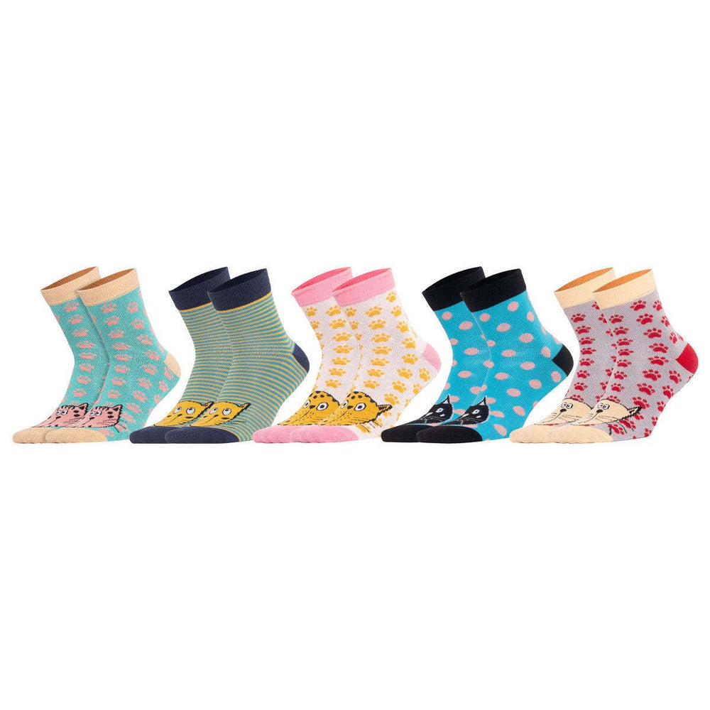 Cats Pattern Womens Socks 5 Pack Image 2