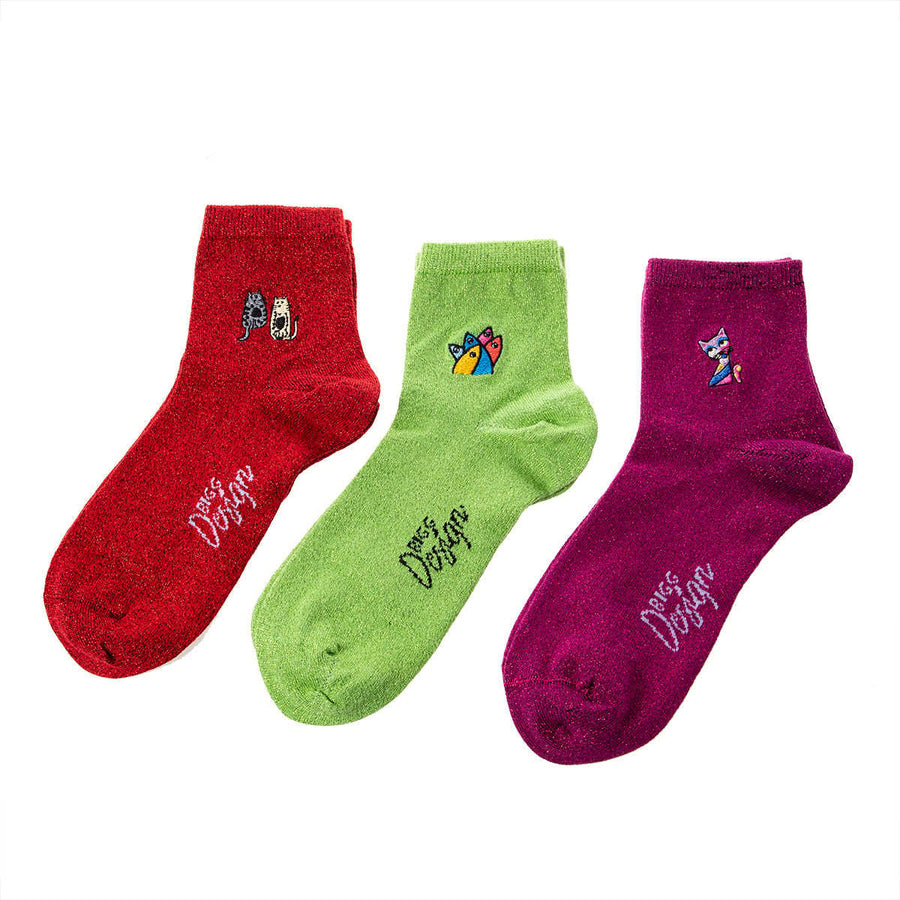 3 Pack Glitter Womens Socks Set Image 1