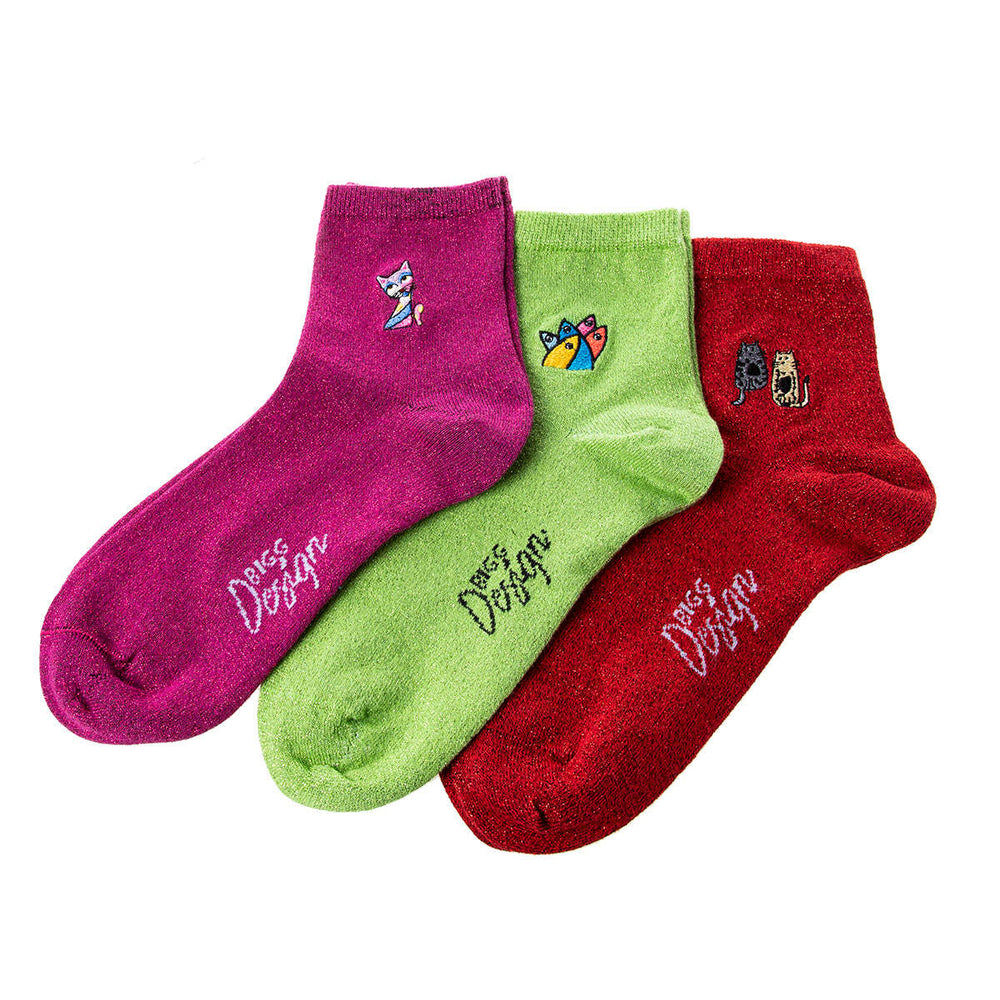 3 Pack Glitter Womens Socks Set Image 2