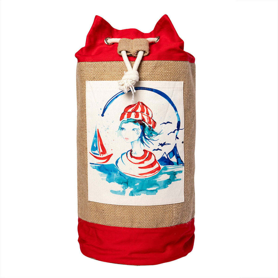 Beach Sailor Girl Jute Bag Image 1