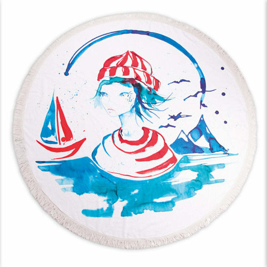 Sailor Girl Round Beach Towel Image 1